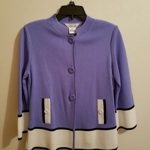 Misook XS purple and white jacket blazer cardigan